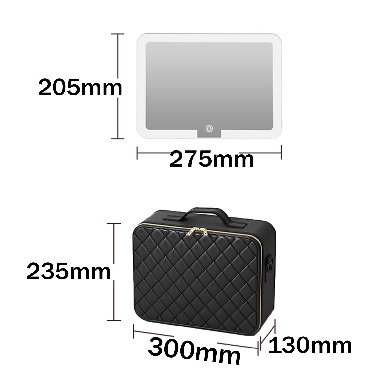 Borsa Trucchi Con Specchio A LED, Makeup Bag Con 3 Modalità Di Illuminazione,Professionale Portatile Trousse Make Up Organizers Trucchi Ragazza Valigetta Porta Trucchi，Beauty Case Da Viaggio(Noir)
