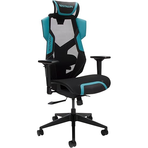RESPAWN FLEXX Mesh Gaming Chair With Lumbar Support,Ergonomic Gaming Chair with Recline/Tilt Tension Controls, Adjustable Arms, 300lb Max Weight With Wheels for Computer/Desk/Office -Teal