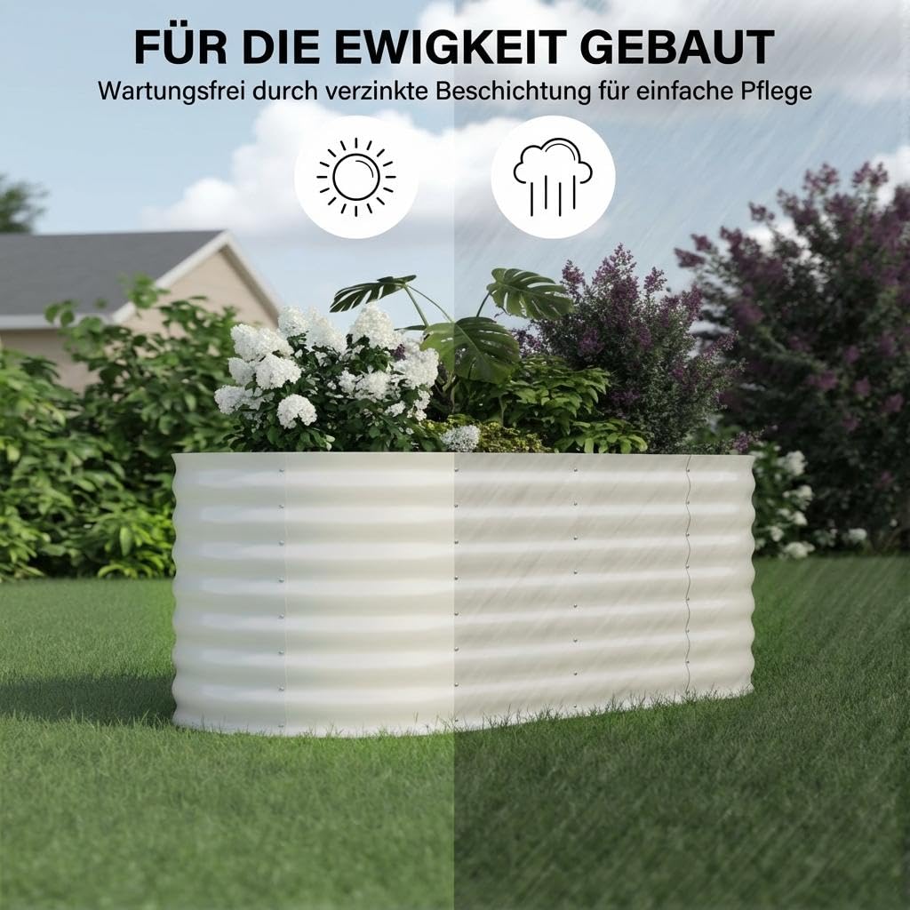 2er Set Verzinkte Stahl Hochbeete 120x60x60cm – Robustes Metall Hochbeet für Gemüse, Kräuter & Blumen – Rostbeständig, Ergonomische Höhe, Einfache Montage – Pflanzbeet Garten Outdoor, Beige