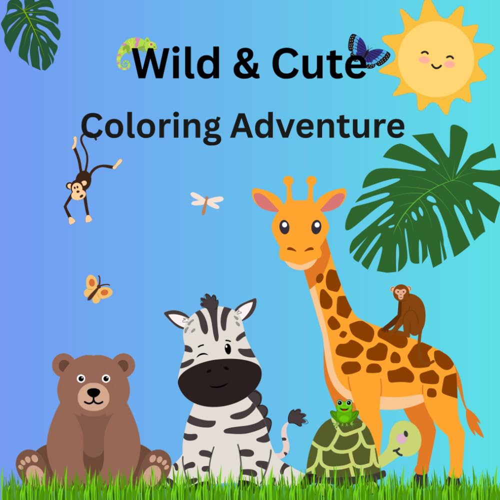 Wild Jungle Animals Coloring Adventure: Easy and Cute Coloring Pages Featuring Safari Friends and Forest Creatures