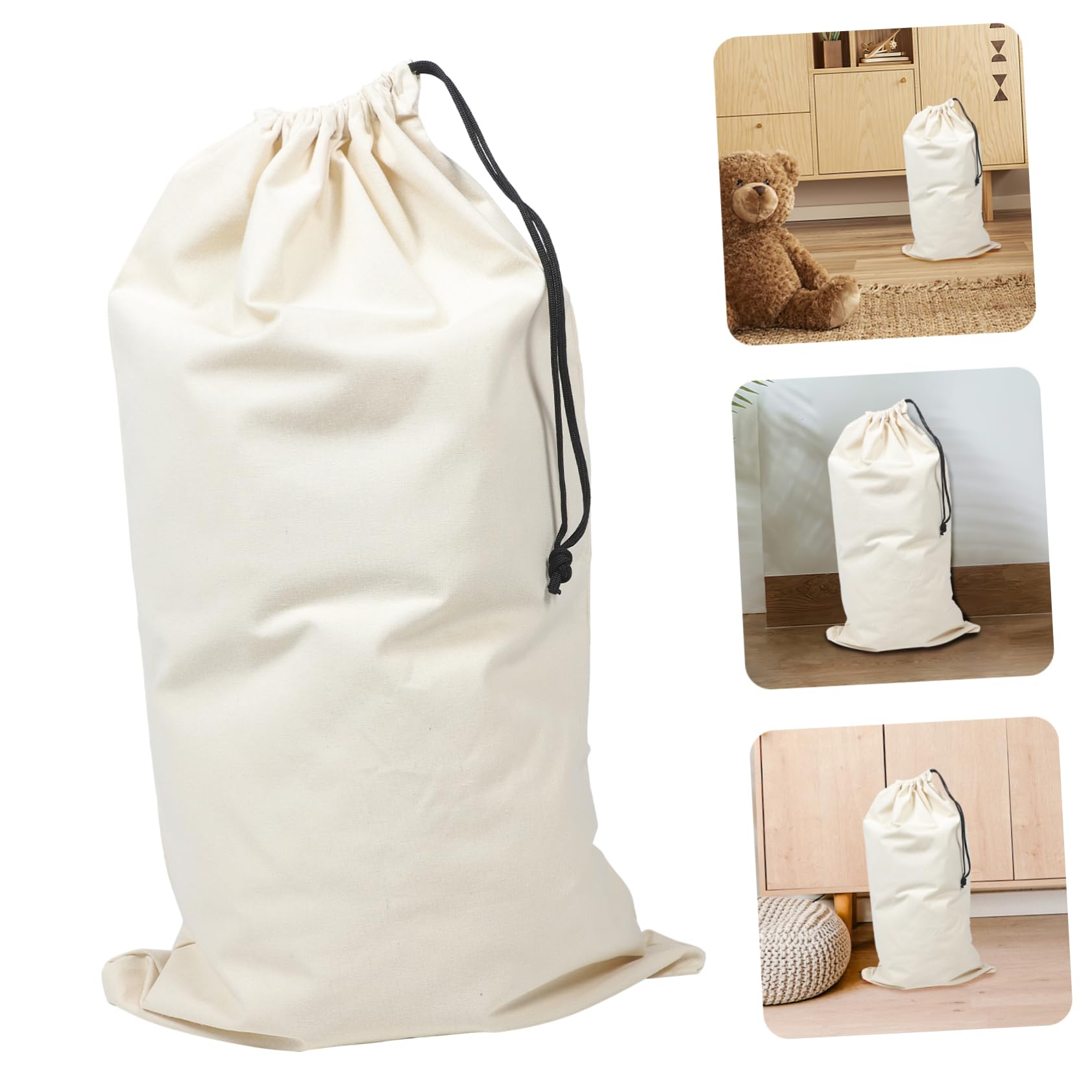 2 Stück Wäschesäcke für Waschmaschine Großer Wäschebeutel mit Kordelzug aus Canvas Weiß Großes Fassungsvermögen für Kleidung und Quilts Reise und Schlafzimmer