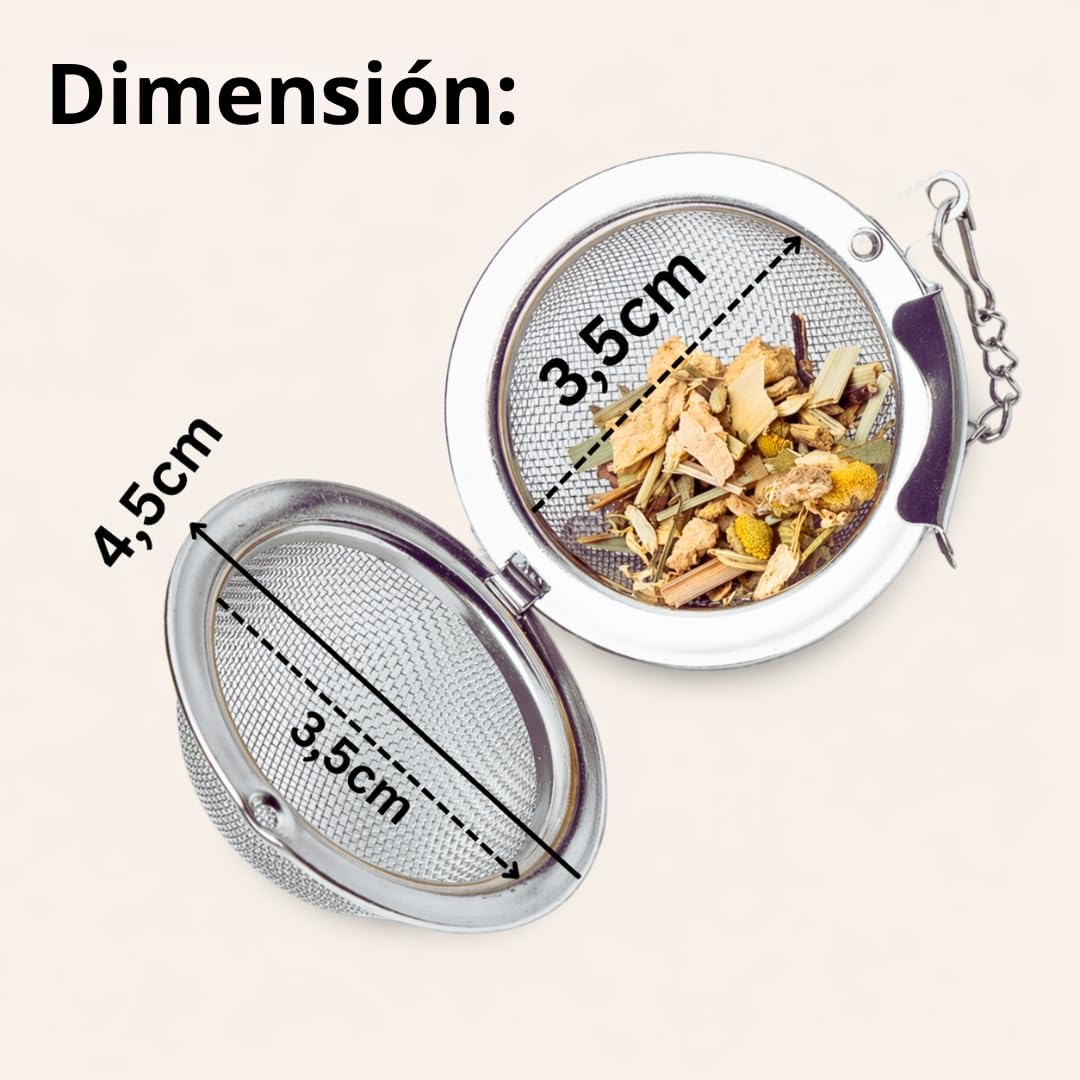 Infusor de bola de té | Bolas de té de acero inoxidable 4,5 cm | Reutilizable y fácil de limpiar | Ideal para teteras, tazas y tazas (2 pack)