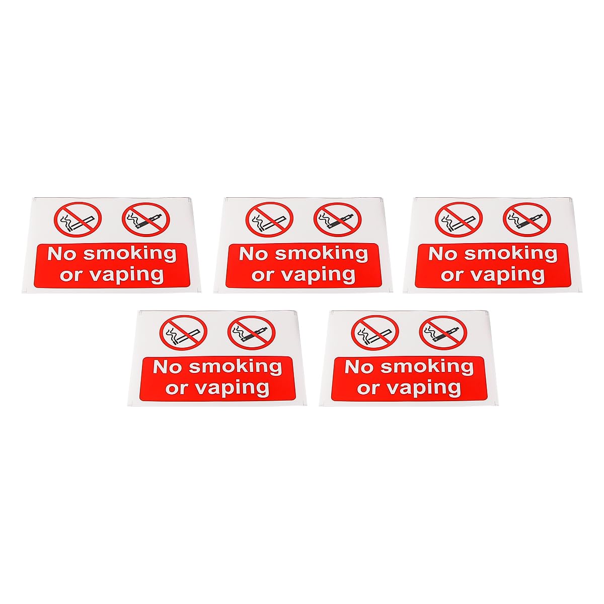 Muiltvoe Pack Of 5 Self Adhesive Safety Warning Signs No Smoking Or Vaping Signs for Indoor And Outdoor Use