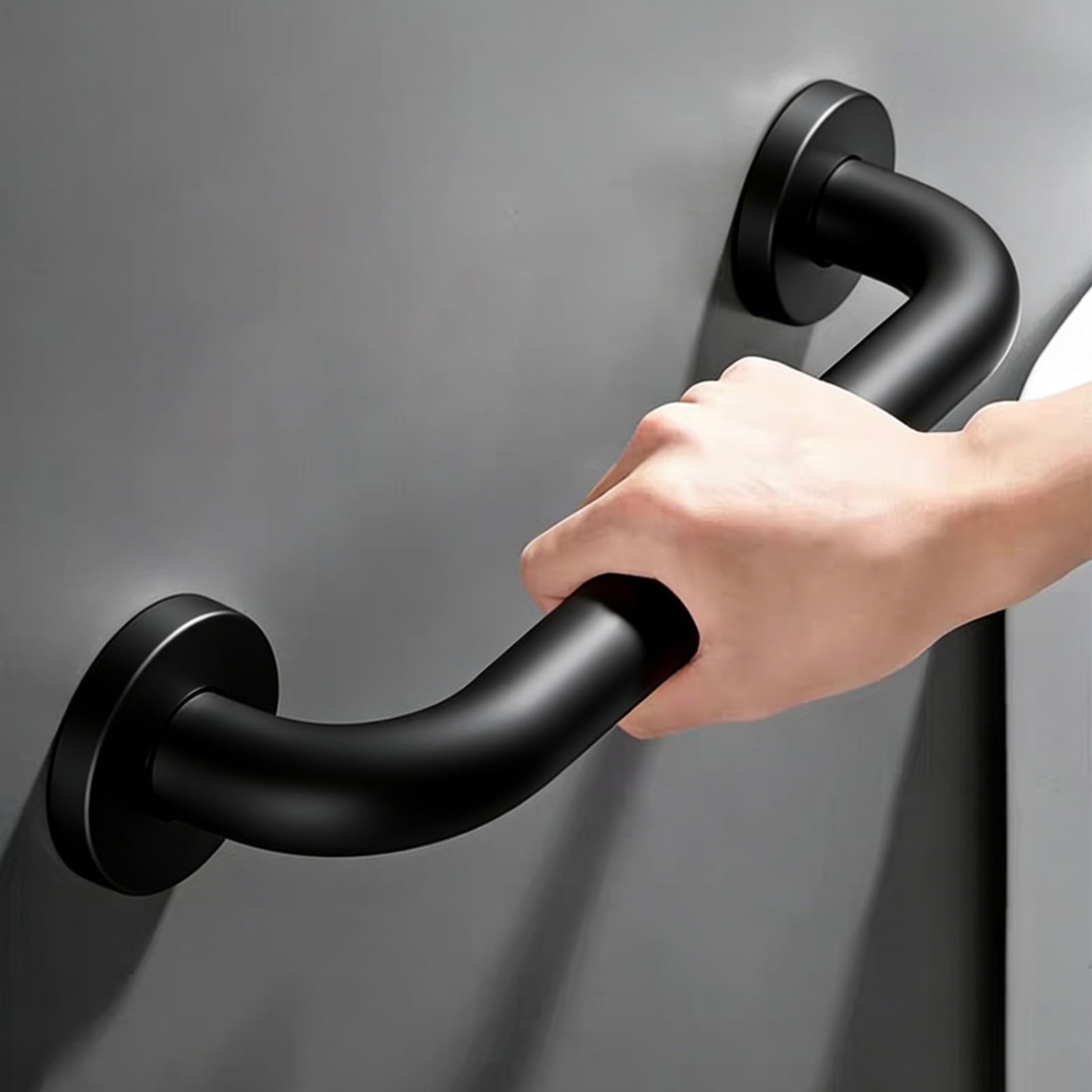 Maniglione di Sicurezza per Bagno Nero, Maniglie per Maniglie per Doccia Antiscivolo in Acciaio Inossidabile 304 per Anziani, Portasciugamani, Disabili, Feriti o Post-operatori(80cm)