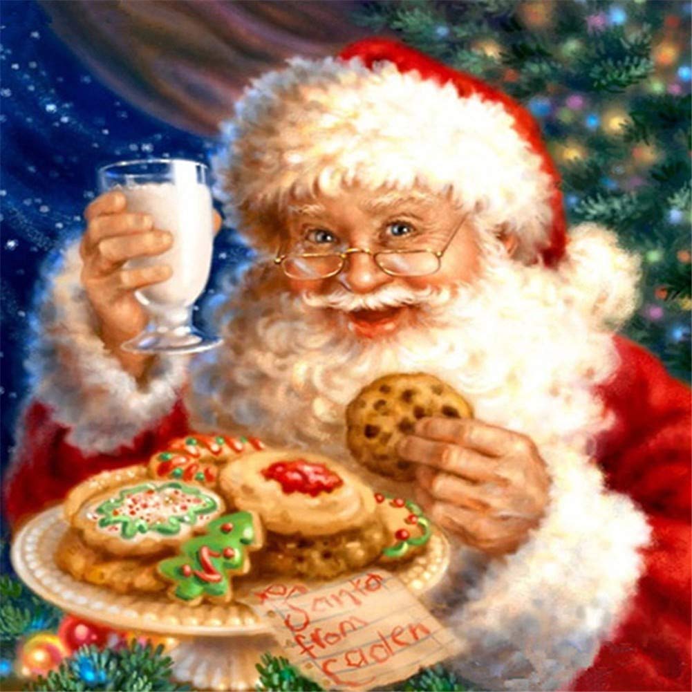 Zariocy 5D Diamond Painting Natale - Kit Pittura Diamanti Con Babbo Natale - Quadro Fai Da Te Con Strass Rotondi - Dimensioni 30x40 Cm - Decorazione Parete Casa