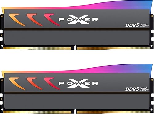 Silicon Power DDR5 64GB (2x32GB) Storm RGB 6000MTs (PC5-48000) 288-pin CL38 1.35V UDIMM Módulo de memoria de escritorio RAM SU064GXLWU60BFDKEC Gris