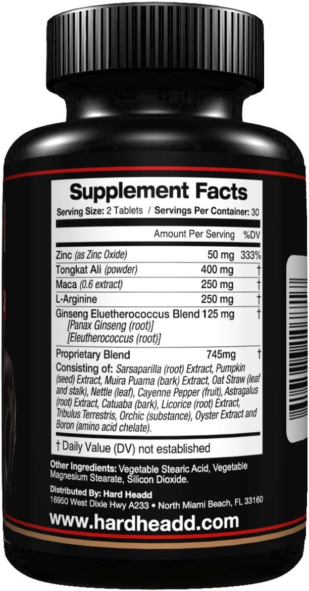 HARD HEADD Supplement for Male Wellness, Boost Your Energy, regain Your Strength, Great for Workout Power : Health & Household