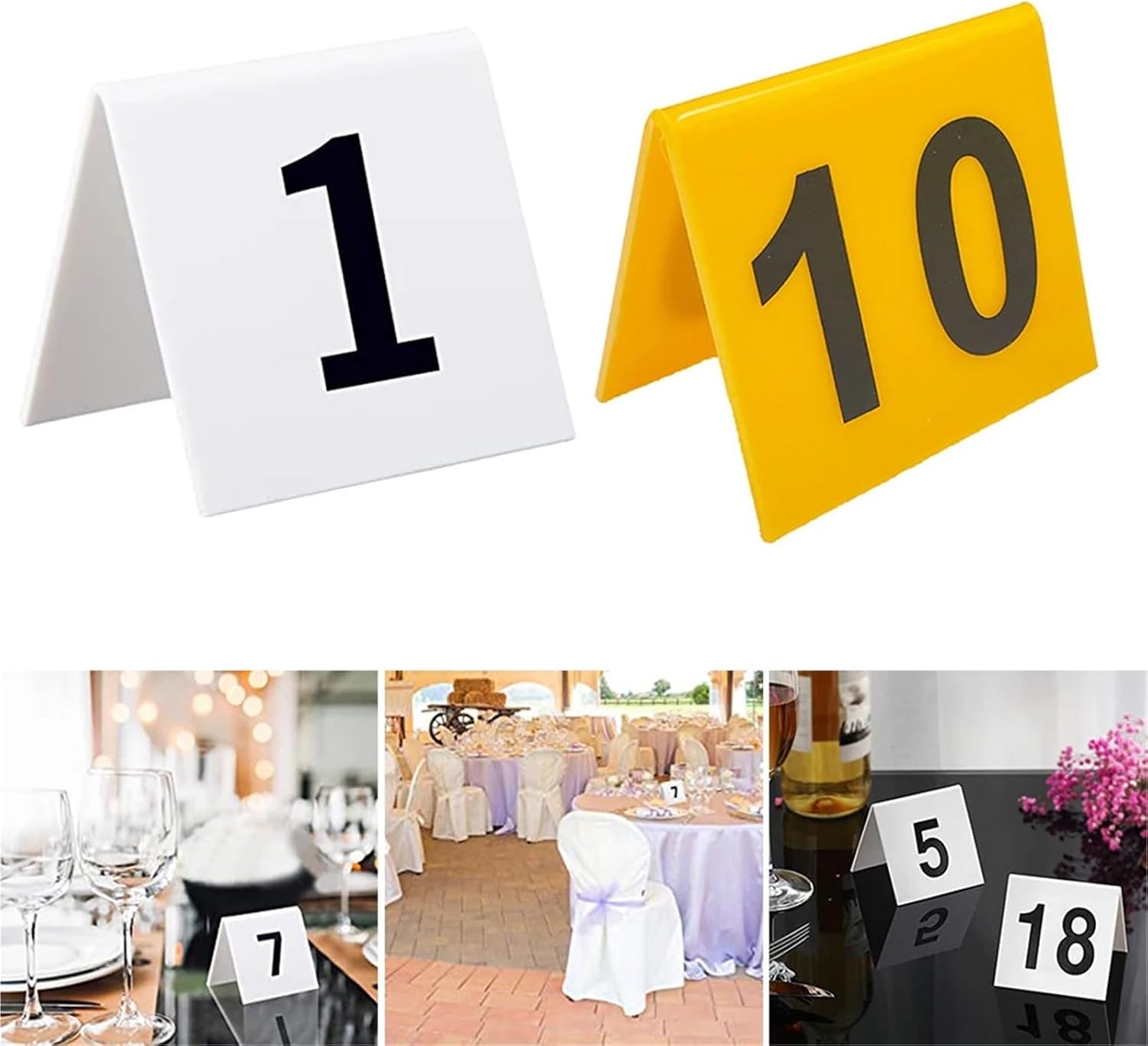 Table Numbers Table Tent Sign Number Signs 1-20 For Wedding Numerals for wedding(White)