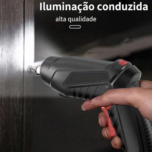 kit Parafusadeira e furadeira 360 com 46 pçs portátil Doméstica Carregador usb Leve e Prático (BOM-9