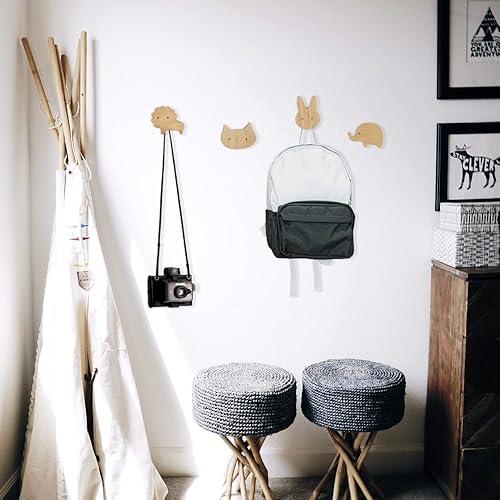 Miniatura 7 de Bonitos ganchos de pared de madera de animales  5 x animales terrestres  Ganchos decorativos para colgar abrigos, sombreros, bolsos, mochilas,