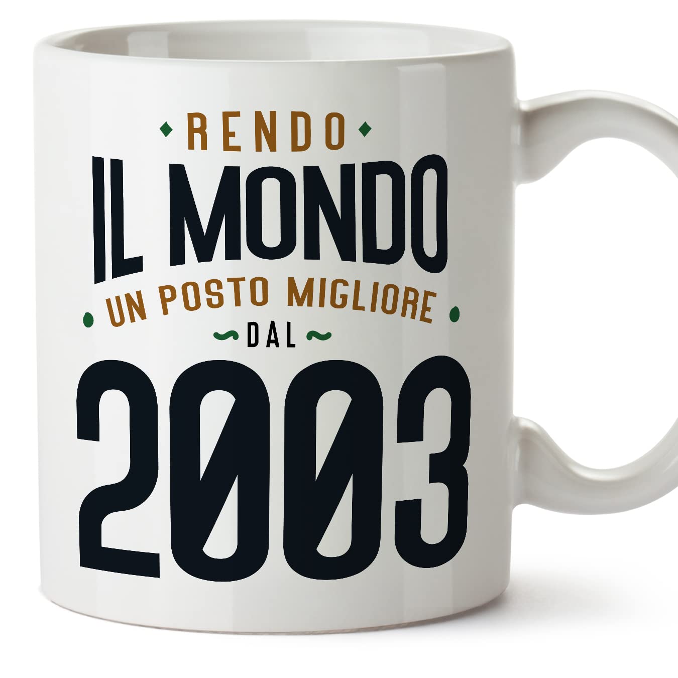 MUGFFINS 2003 Birthday Mug - in Italian - Rendo il Mondo un Posto Migliore - Funny Anniversary Present - 11 oz