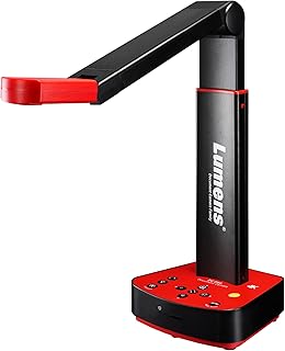 Document Camera Lumens DC-F80, Professional Book Scanner, Portable A3 Document Scanner Visualiser, 13MP, 4K Webcam, 30fps, 30x Zoom, Ladibug 4K Software, Compatible with Microsoft Teams, Black / Red