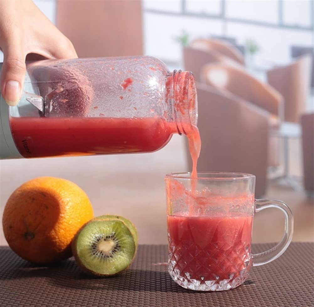 Przenośny blender do koktajli i smoothie, ładowany przez USB blender osobisty, miniaturowy ręczny blender do soków w podróży, do sportu, do kuchni (kolor: różowy) (niebieski)