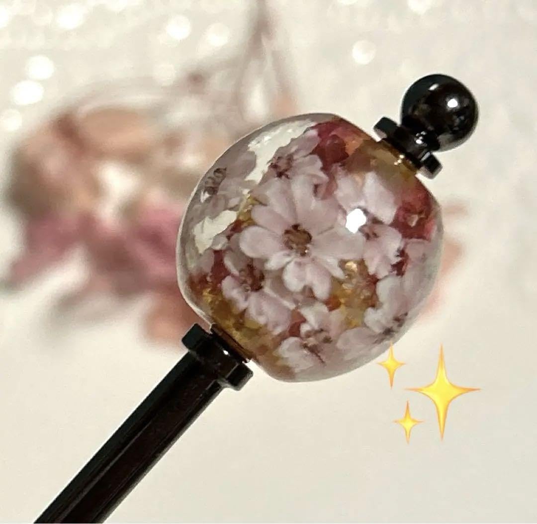 Amazon.co.jp: とんぼ玉 かんざし 髪飾り 桜 金箔 蜻蛉玉 日本 