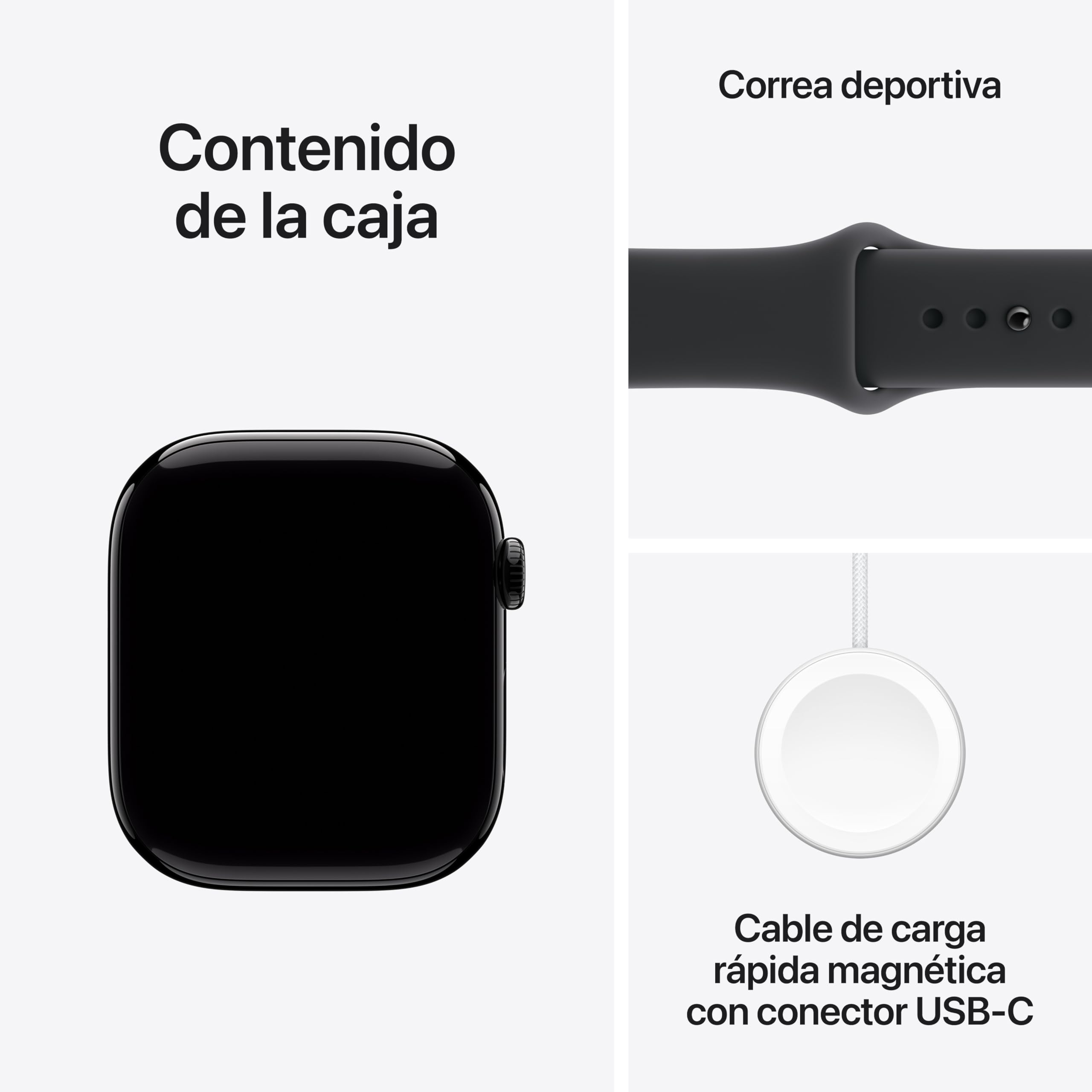 Apple Watch Series 11 GPS con caja de aluminio en negro azabache de 46 mm y correa deportiva negra-Talla M/L.Calidad del Sueño,monitores de entreno y salud,pantalla siempre activa, resistencia al agua