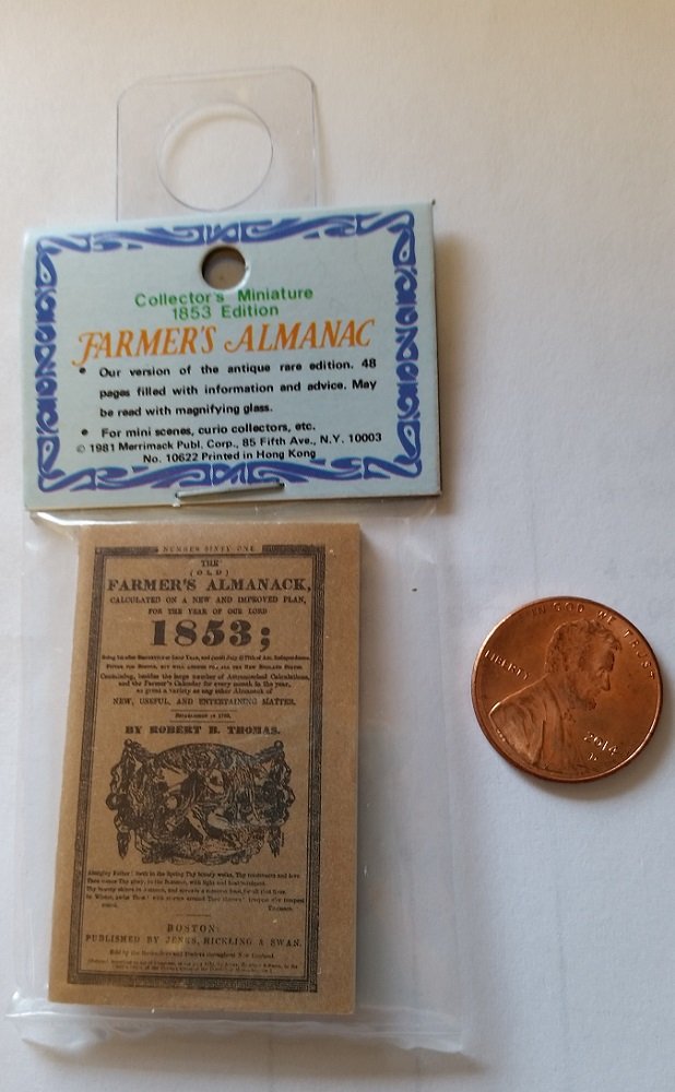 Shackman Dollhouse Miniature 1853 Farmer's Almanac - Readable