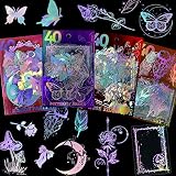 MCZLOG Holographic Glitter Stickers Set -160 Pcs with 4 Themes - Transparent Resin Stickers, Butterf