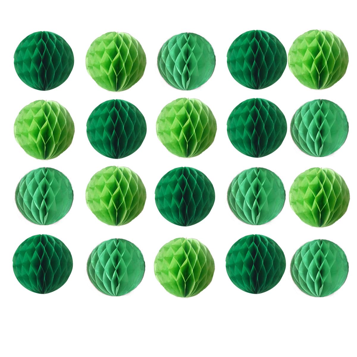 20pcs 3inch Honeycomb Flower Balls Party Honeycomb Balls Decoration Paper Flower Balls Tissue Paper Flower Ball Pom Poms Ball for Birthday Wedding Home Decor (3inch, Green Set)