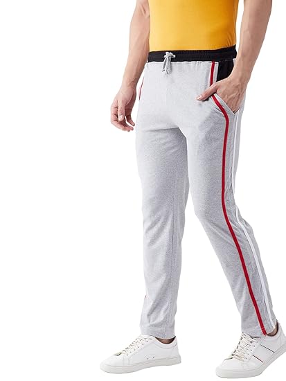 Mens Regular Fit Cotton Solid Track Pant with Side Zip Pockets (GSTP2781)