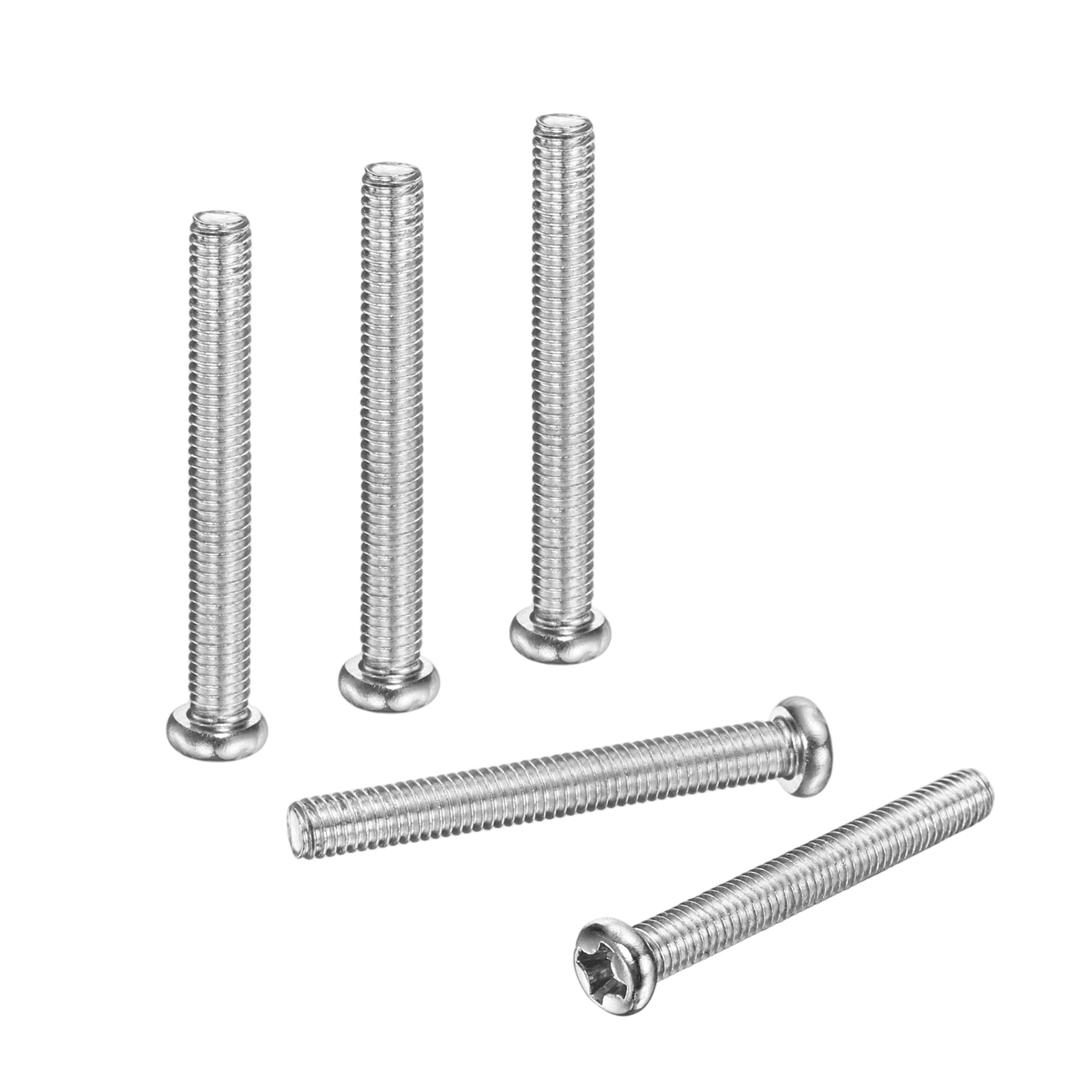 PATIKIL 50 Pcs Pan Head Machine Screws, M3.5 x 25mm (0.6mm Pitch) Phillips Drive Metric 304 Stainless Steel Full Thread Round Head Small Screws Bolts for Cabinet Drawer Furniture Repairs