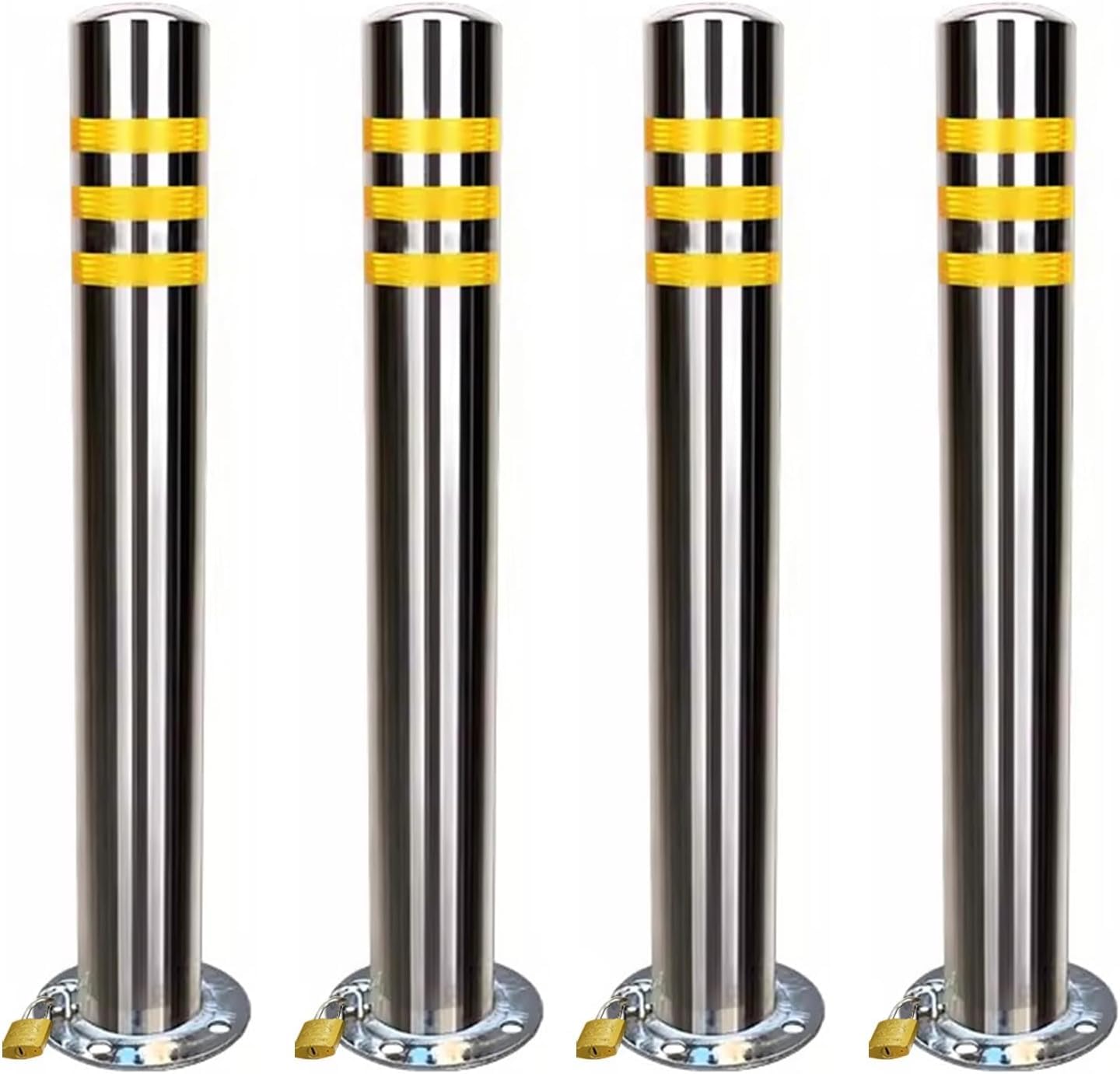 Aioneer Lockable Traffic Delineator Round Posts, Heavy Duty Removable Parking Bollards Cones For Crowd Control/Driveway/Hotel/Restaurants Commercial With Sturdy Base-4 Pack-95cm/37.4in