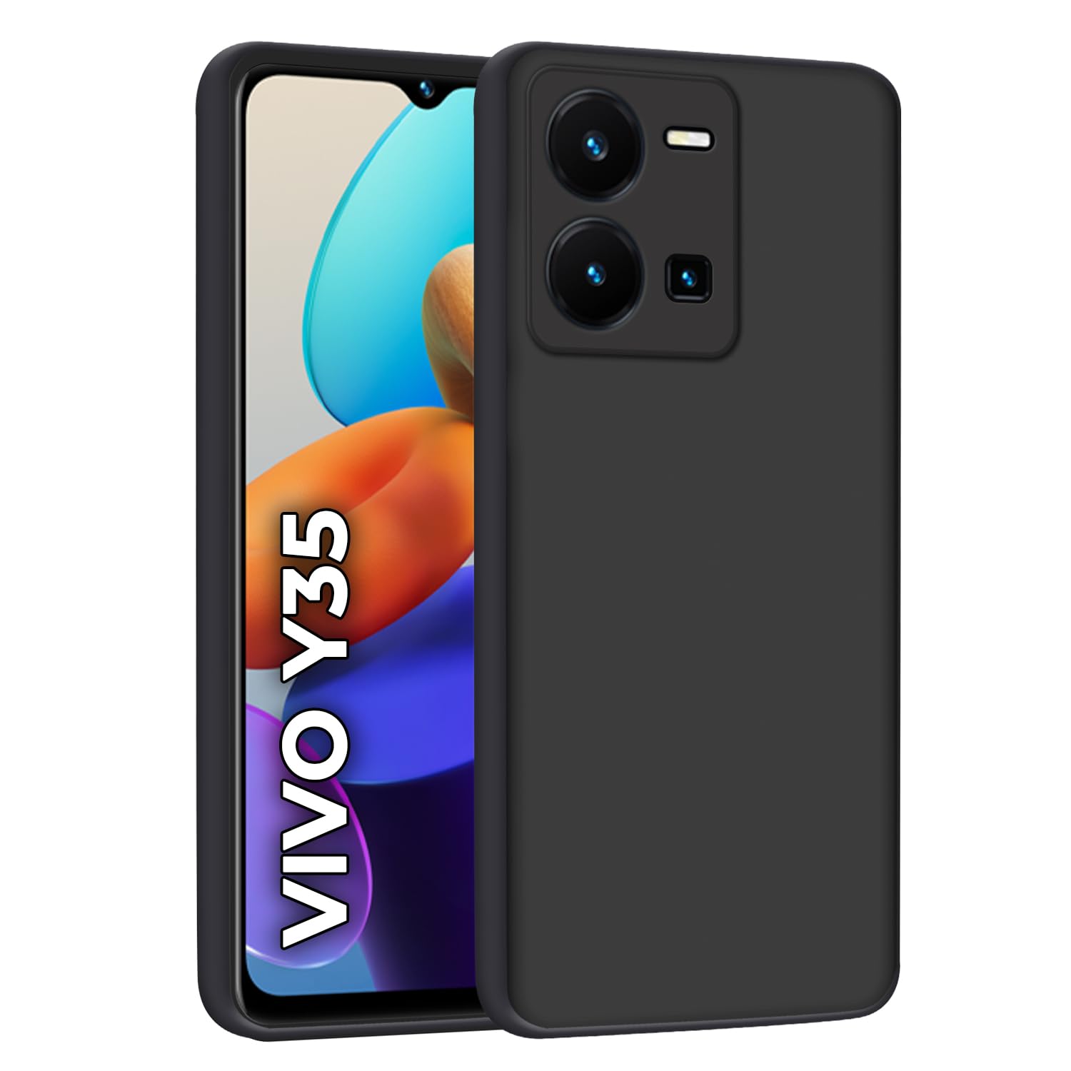 HELLO ZONE Exclusive Matte Finish Soft Back Case Cover for Vivo Y35 - Black