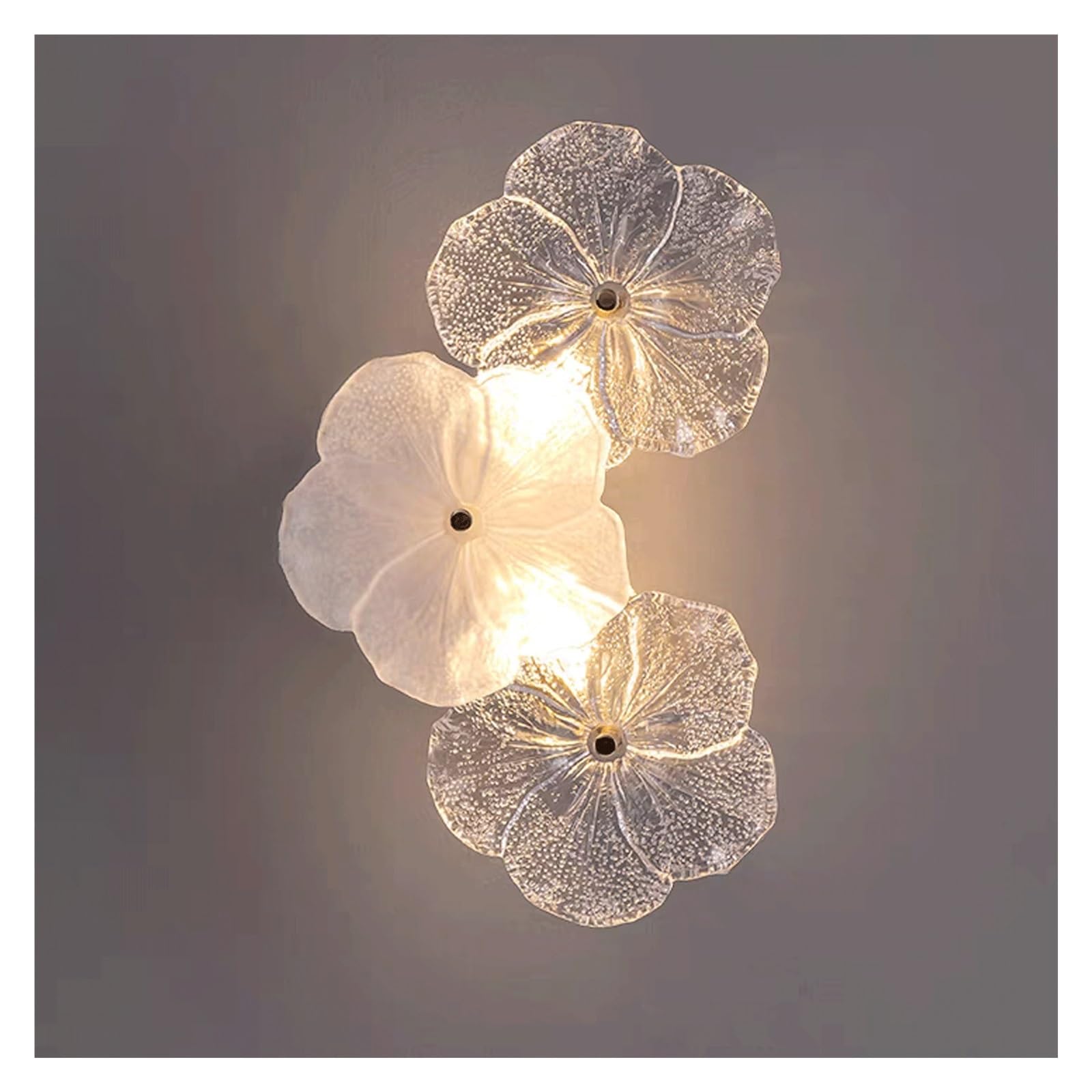 Applique da Parete Creativa con Paralume in Vetro a Forma di Fiore, Lampada da Parete di Lusso for Camera da Letto, Soggiorno, corridoio, luci da Parete(19x33cm)