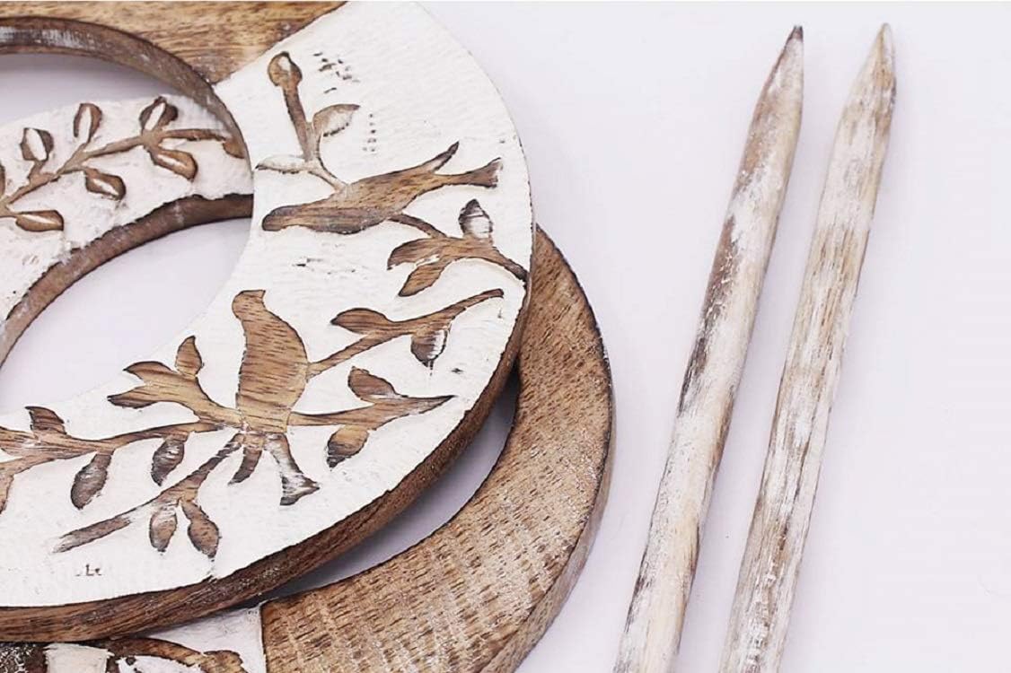 Curtain Tiebacks, Vintage White Distressed Wooden Curtain Hook, Handmade Rustic Decorative Curtain Holdbacks, Window Drape Binds Hand Carved with Rustic Finish Drapery Tiebacks, Set of 2