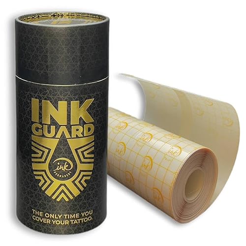 Ink Guard Tattoo Aftercare Vendaje de 6 x 32 pies (11 yardas), piel de tatuaje, transparente, impermeable, extra adhesivo, segunda piel, suministros
