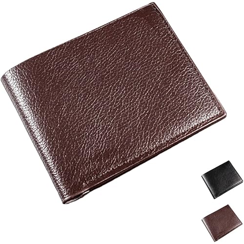 Leather Wallet Card Bag Men's Fashion Wallet Short and Simple Wallet Business Wallet Multi-card Wallet Durable Wear-Resistant Compact Design Short Style Wallet (Brown)