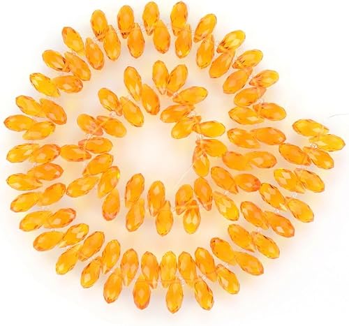 10 hebras checas de 0.472 in de lágrima facetada Briolette de cristal sueltas cuentas colgantes espaciador de gota a granel naranja sol (930-950