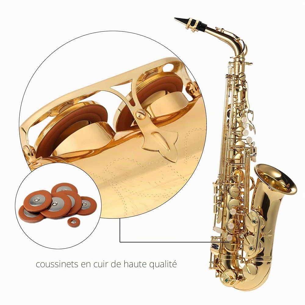 Haut Saxophone En Laiton Plaqué Or Et Plat Sax 802 Clé Type Outil Woodwind Avec Nettoyage Brosse Tissu Gants Sangle Rembourré Cas