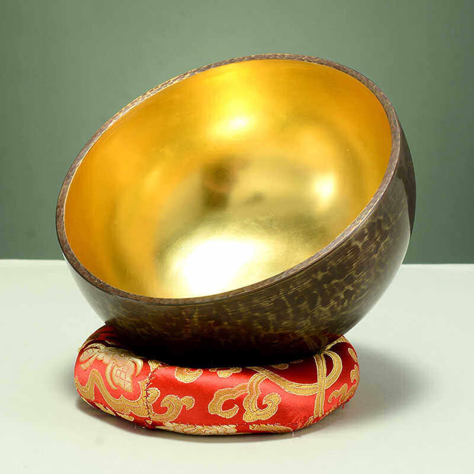 Set di campane tibetane – facile da suonare per principianti – con cuscino in seta e mazzuolo, regalo per meditazione e guarigione del suono (24 cm)