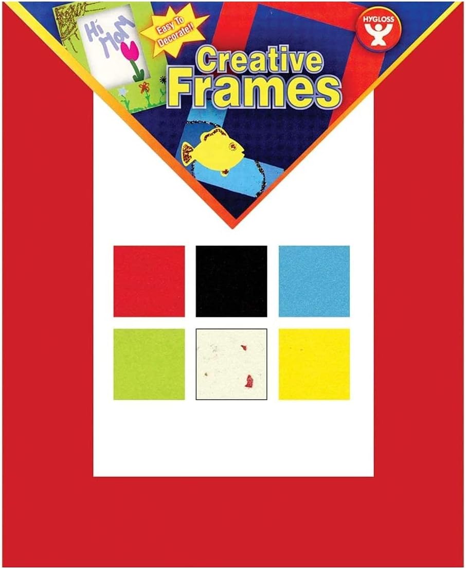 Hygloss Bright Frames - Rectangle Paper Frame with Rectangle Cut-out - 6 Fun Colors - Medium Frame - 8" x 10.5" - Opening Size 4.75" x 6.75" - 24 Count
