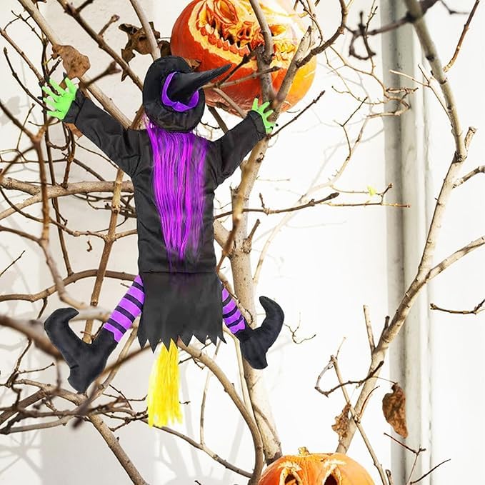 XIAQICA Halloween Hexe Deko - 110x85cm Baum-Hexe Für Gruselige Gartendekoration