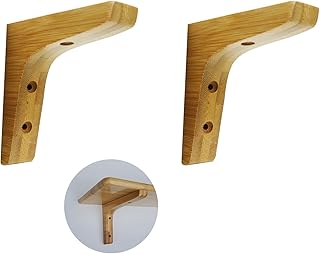 Dnyta 2pcs 3.7"×3.7" Wooden Triangle Brackets Corbels Decorative for Kitchen Cabinets, Bookshelves, Countertops(with Screws)