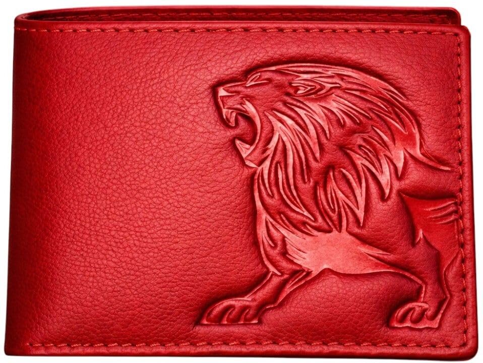 wild napa Leather Wallets for Men | RFID Protected Wallet | Pure Leather Purse | Credit/Debit Card Slots and Coin Pocket | 2 Currency Compartments Purse (WN1002-TIGER-RED)-picture-29