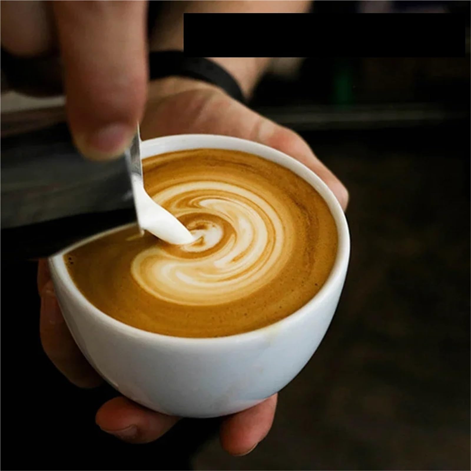 Jarra de espuma leche acero inoxidable, herramienta Barista, café, Latte, 2 uds Para Espumar(Black,350ml)