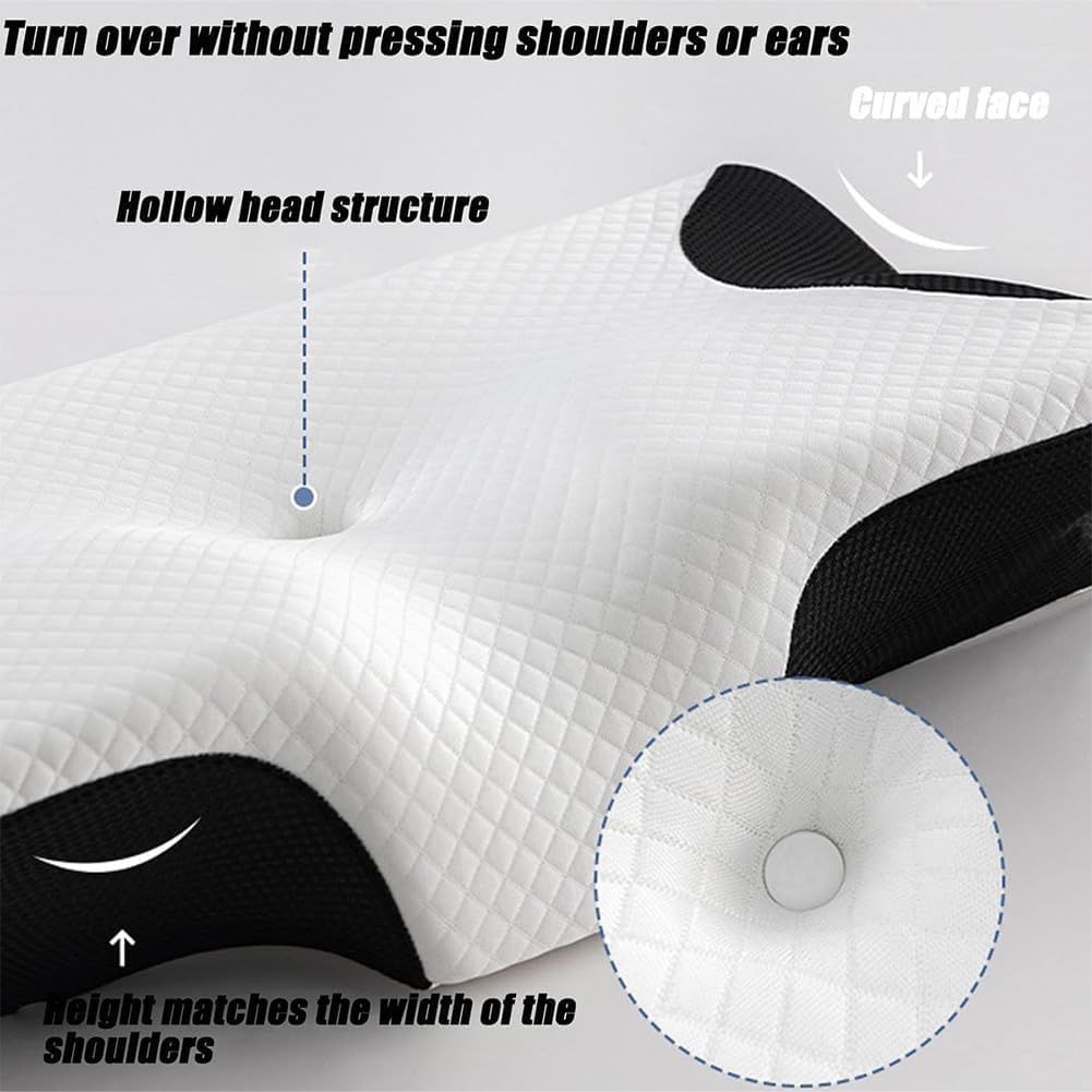 Générique Oreiller Apnée du Sommeil, Oreiller Anti Ronflement et Apnée Positionnelle, Coussin Ergonomique Cervical Mémoire de Forme pour Dormeurs de Côté, de Dos et sur Le Ventre (Gris)