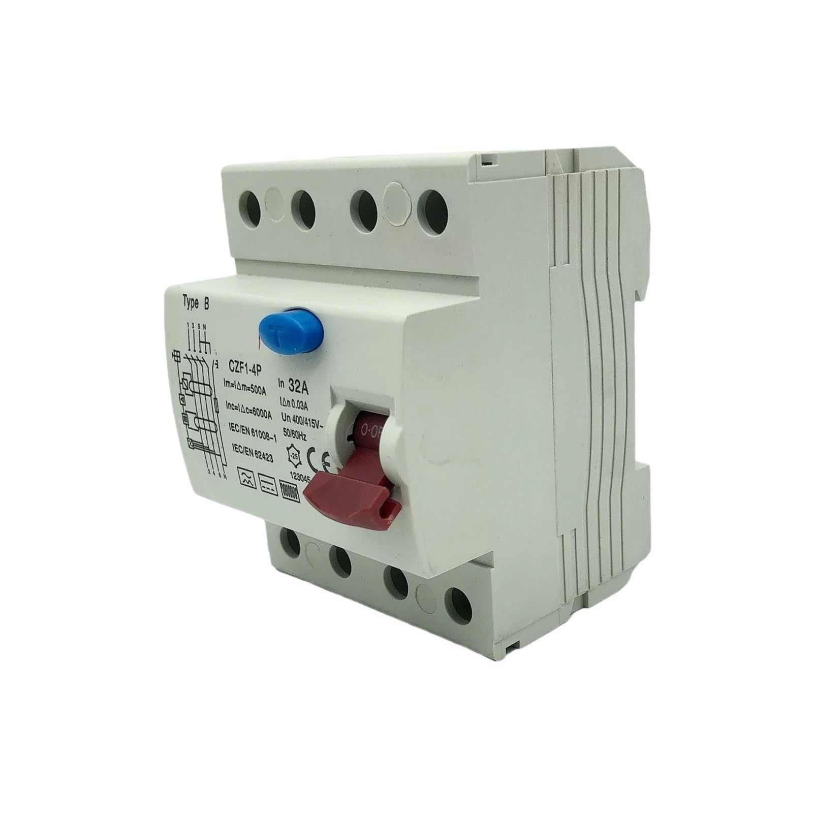 MYRRHE 1PCS Tipo B RCD RCCB AC DC 10KA 400V ELCB Interruttore Prezzo 4P 40A 63A 100A 30mA 300MA (Size : AC Class Em Type, Color : 4P16A30MA)