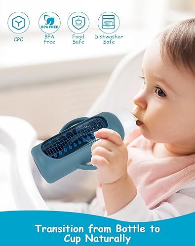 Miniatura 7 de Kit de conversión de taza para sorber con fundas de silicona para biberón de vidrio estrecho y estrecho Dr Browns de 8 onzas, kit de repuesto de