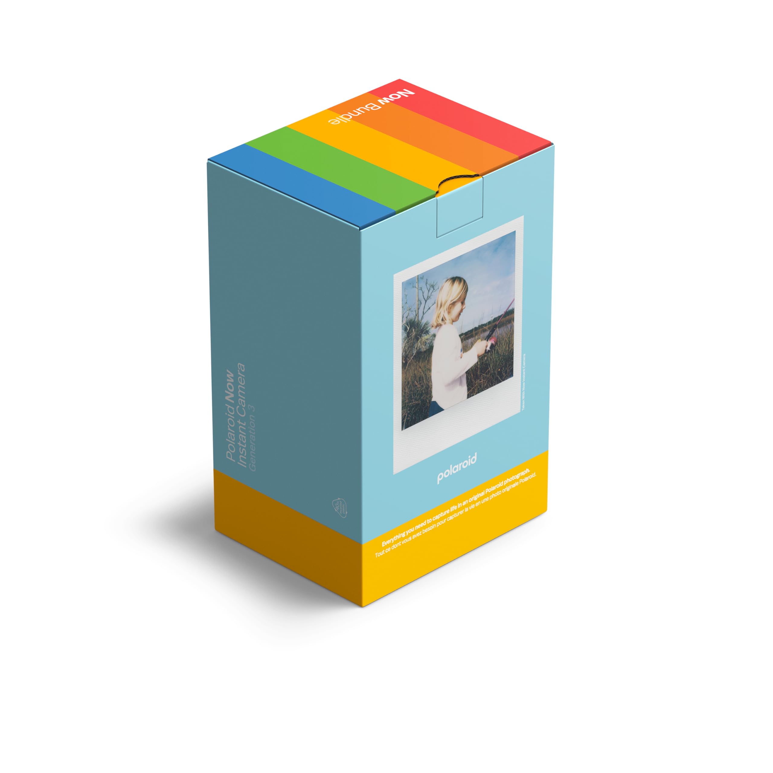 Polaroid Now 3rd Generation I-Type Instant Camera + Film Bundle - Now Black Camera + 16 Color Photos (6560): Camera + Film Artic Blue