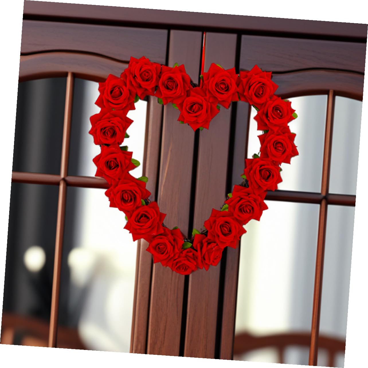 Alipis Guirnalda Corazón Rojo con Rosas Artificiales para San Valentín Decoración de Puerta y Pared Floral para Bodas y Fiestas Románticas