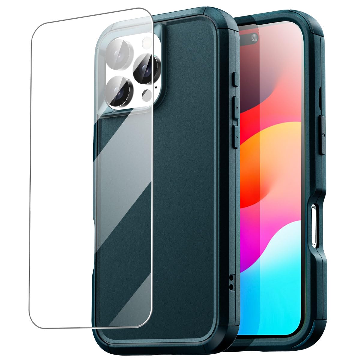 AICase for iPhone 16 Pro Max Case with Glass Protector,3-Layer Heavy Duty Pocket-Friendly Rugged Durable Military Grade Protection Shockproof/Drop
