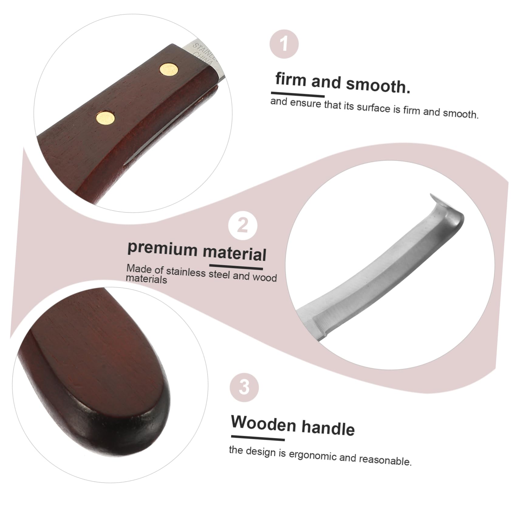 Couteau à Sabot Résistant la Rupture à Double Tranchant en Acier Inoxydable Poignée en Bois Ergonomique pour Usage Quotidien pour Soins des Sabots de Chevaux