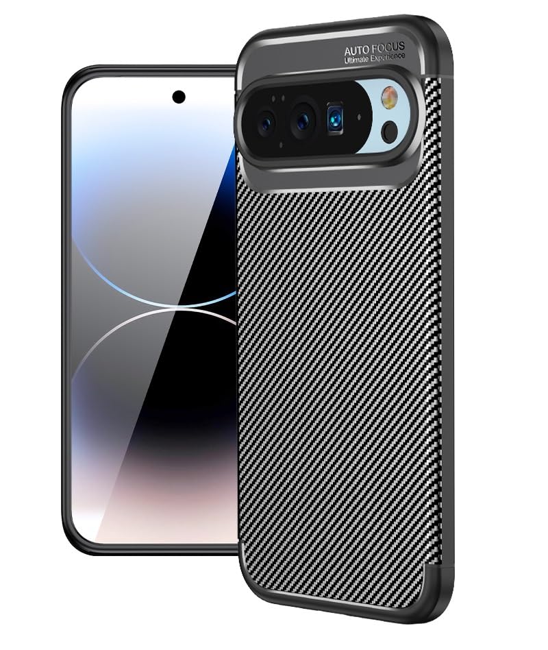 Coque Google Pixel 10 Pro en fibre de carbone noir - Protection antichoc élégante