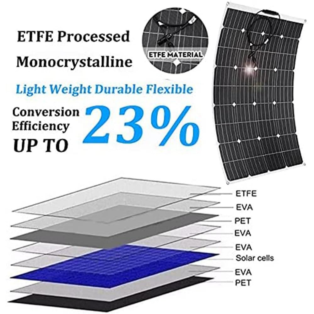 Przenośny elastyczny panel słoneczny, 200 W/ 400 W/ 800 W 18 V elastyczny moduł fotowoltaiczny monokrystaliczny 40 A regulator ładowania do kampera, samochodu, łodzi, przyczepy kempingowej(200W)
