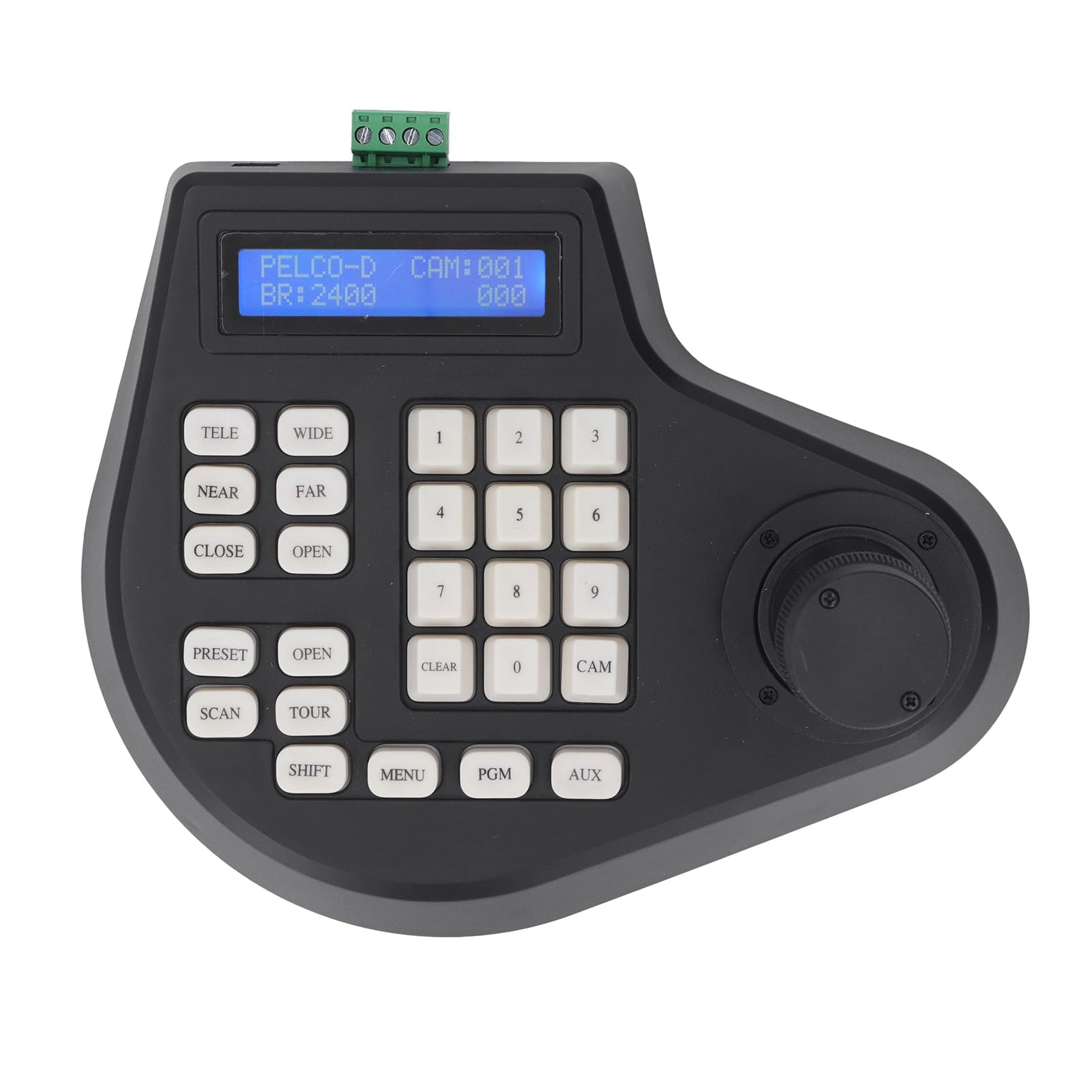 Cryfokt Analog PTZ Keyboard Controller, 2D Joystick RS485 Bus Dome Camera Controller with LCD Display, for D P AD Protocol Security Monitoring System (UK Plug)