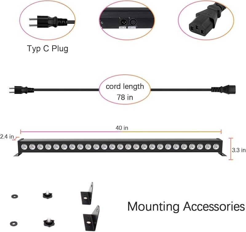 UKing RGB LED Falmosó Fénysáv 24x3W - Távirányítós DMX Diszkó Fényeffekt Szett, Zenére Villogó Színes Parti Világítás DJ Rendezvényekhez - 2