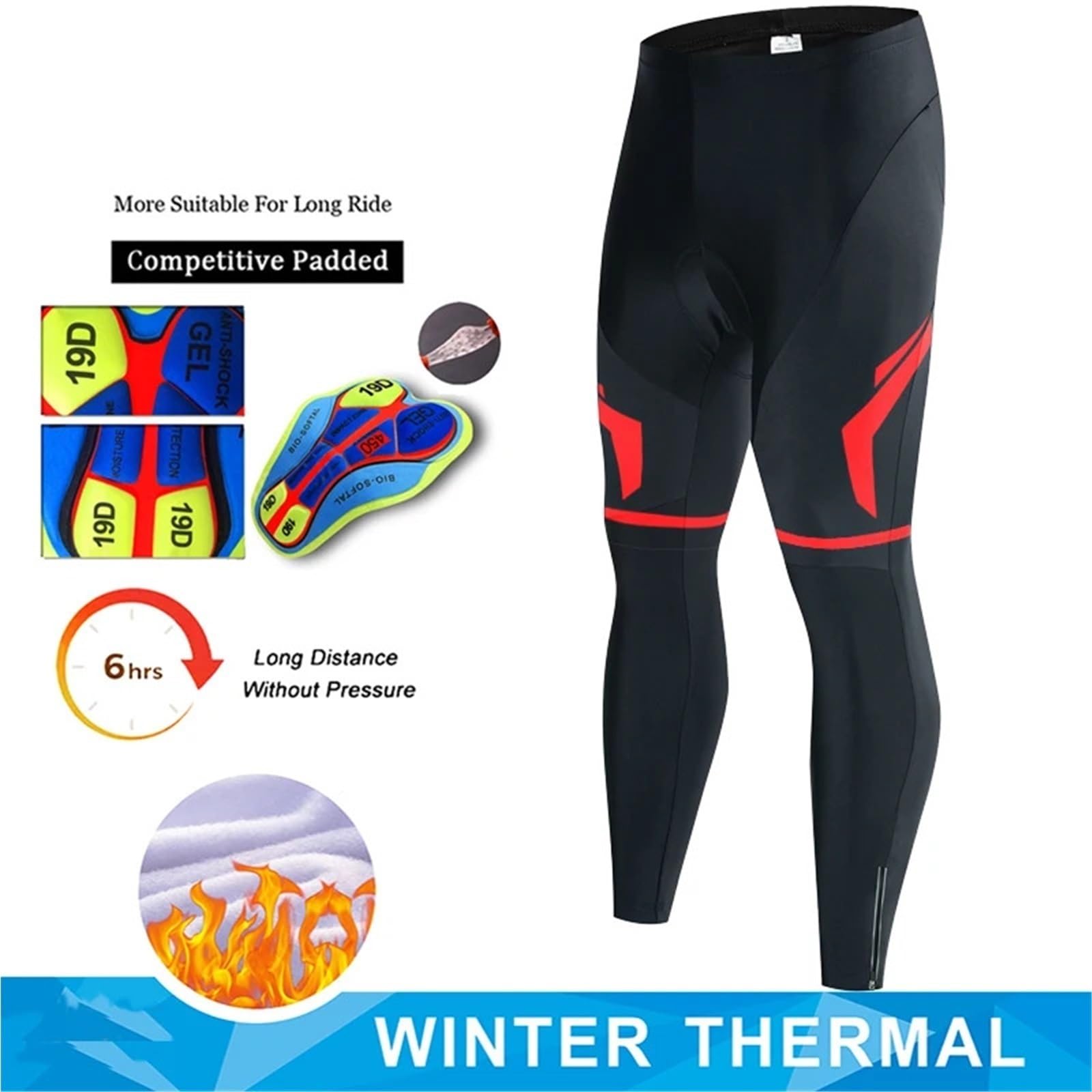 Cyclisme Pantalon Polaire Pantalon de Cyclisme Homme Automne-Hiver Coupe-Vent, Pantalon Long Thermique réfléchissant, vêtement Sport for la Pratique du vélo